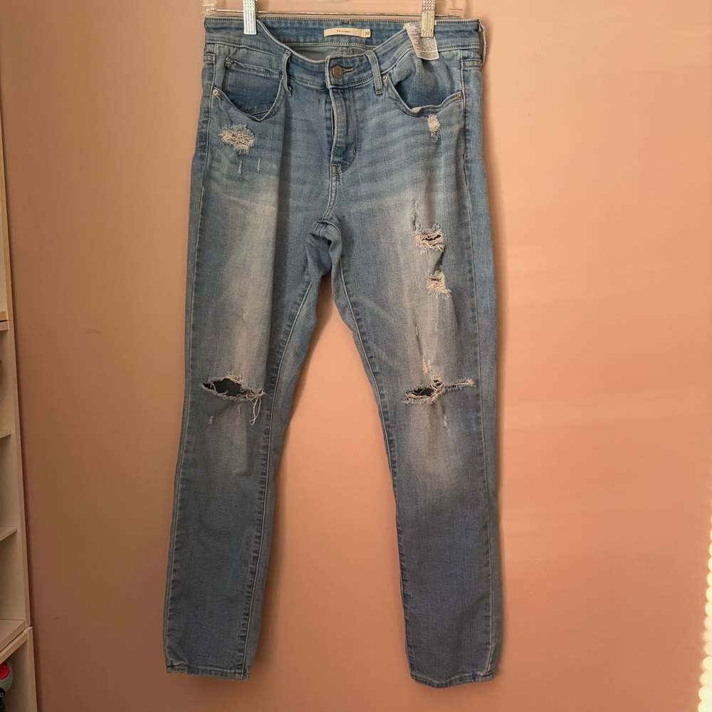 Levi's 711 Skinny Light Blue Distressed Jeans